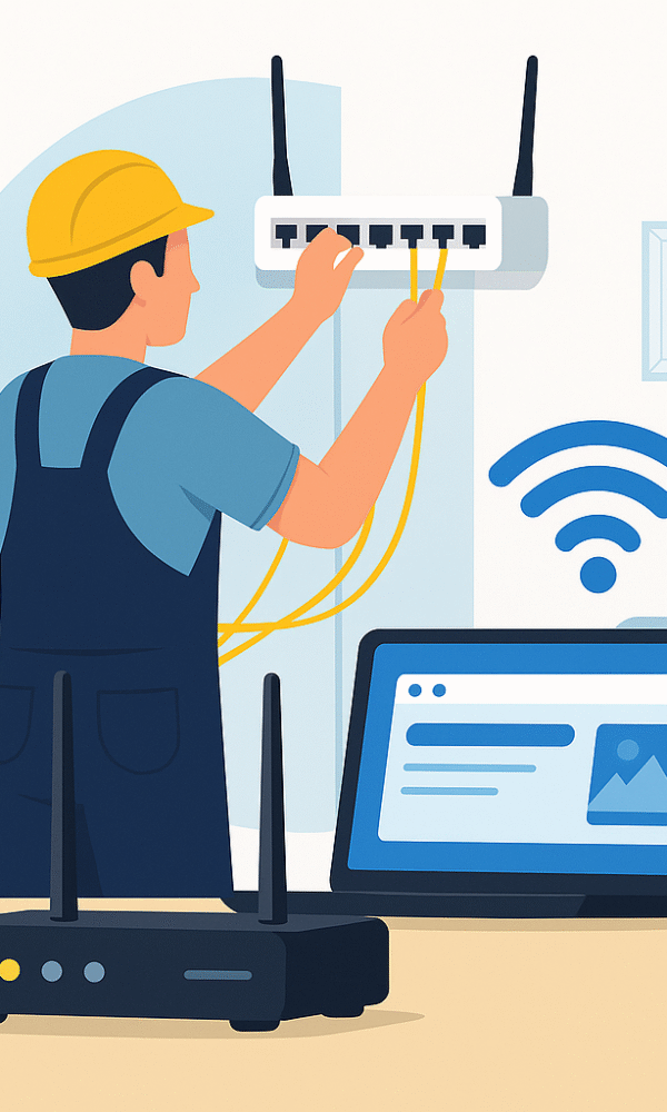 فني شبكات انترنت بالرياض يقوم بتركيب راوتر وتمديد كيابل الانترنت